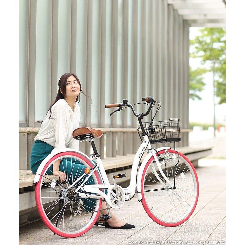 GRAPHIS（グラフィス） ママチャリ シティサイクル 26インチ カゴ