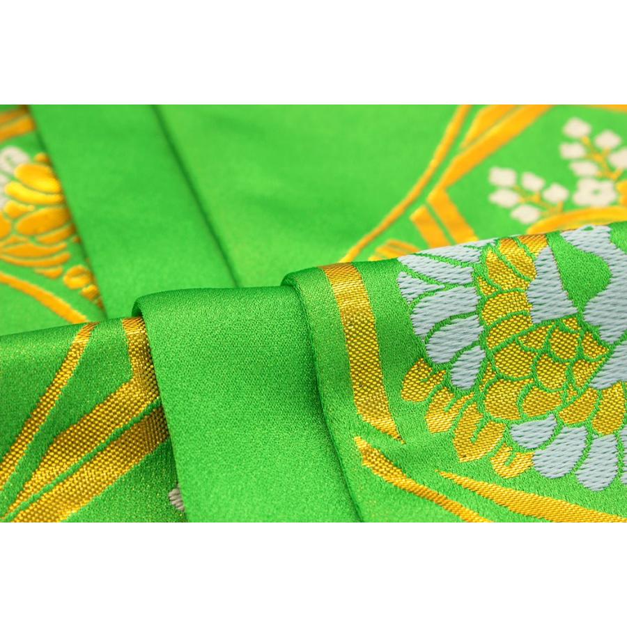 七五三用7才祝い帯 グリーン 絹100% 七五三用7才祝い帯 グリーン 絹100