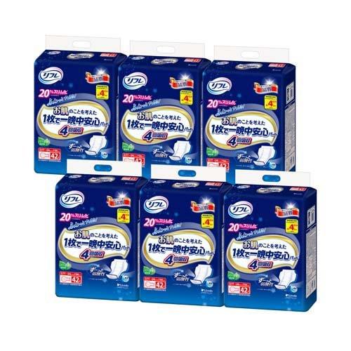 リフレ お肌のことを考えた1枚で一晩中安心パッド 4回吸収 ( 42枚入*6