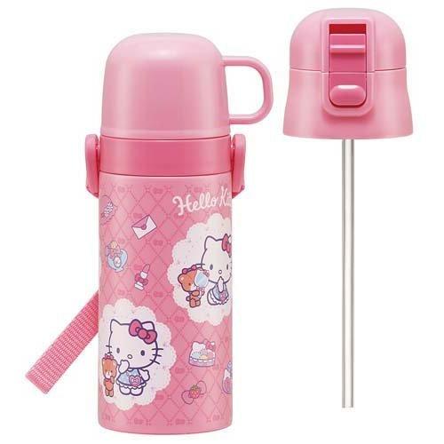 子供用 2WAY ステンレス水筒 ストロー＆コップ飲み ハローキティ ( 1本