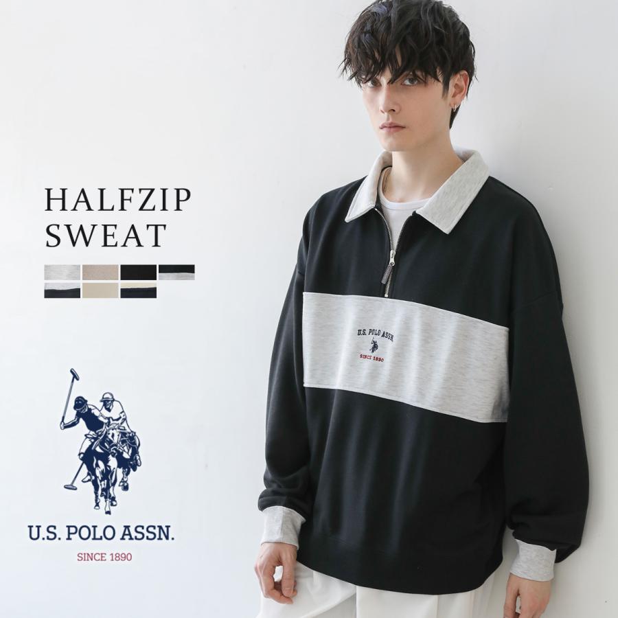 U.S. POLO ASSN. ハーフジップ スウェット メンズ 別注 ワンポイント