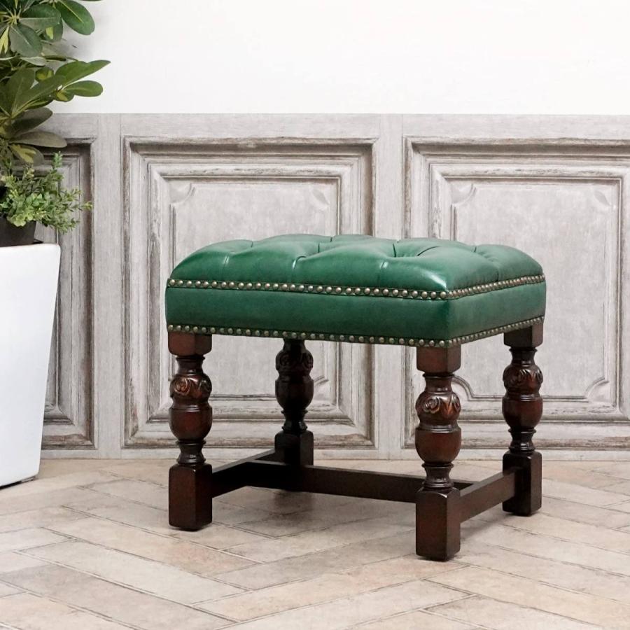 スツール アンティーク グリーンフェイクレザー 9004-s-5p91b