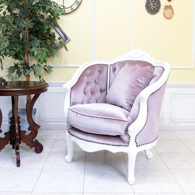 ロココ調シングルソファ 一人掛け アンティークソファー フレンチ 猫脚