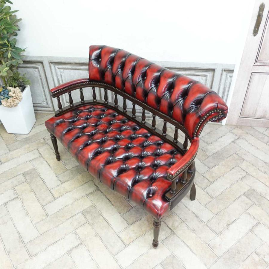 長椅子 ベンチ チェスターフィールドソファ 2人掛け アンティーク