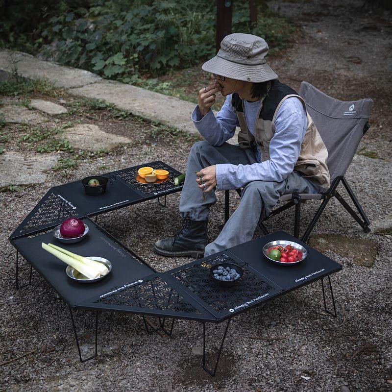 CAMPINGMOON フィールドラック 天板 連結 黒 三角コーナー コーナー