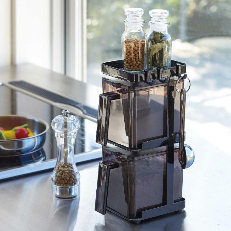 tower 山崎実業 調味料ストッカー2個＆ラック3段セット スリム