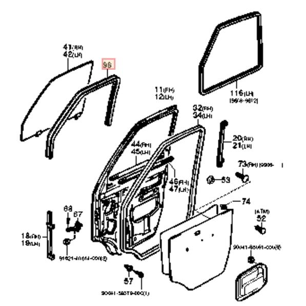 ☆ ダイハツ 純正 新品 ミゼットII フロント ガラス ドア用 ラン 左右