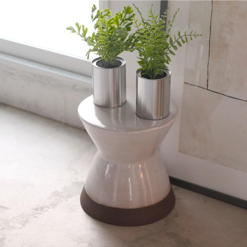 スツール 陶器 フラワーベース 花台 植物置き セラミック 玄関 テラス