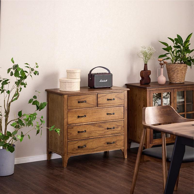 チェスト 80 完成品 タンス 収納 天然木 無垢材 木製 脚付き ミンディ