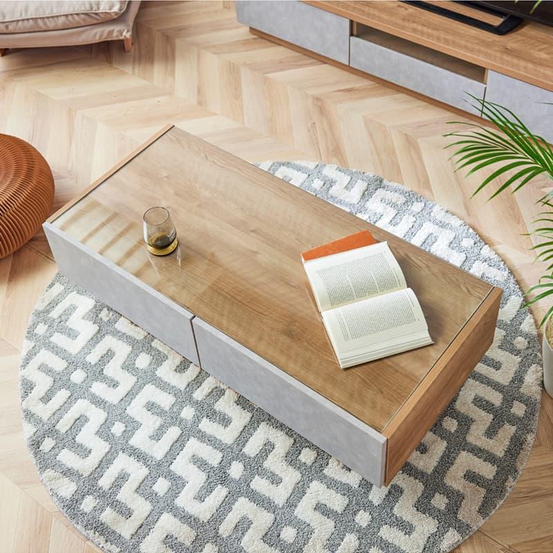 センターテーブル ローテーブル 120cm 完成品 日本製 石目柄 モルタル