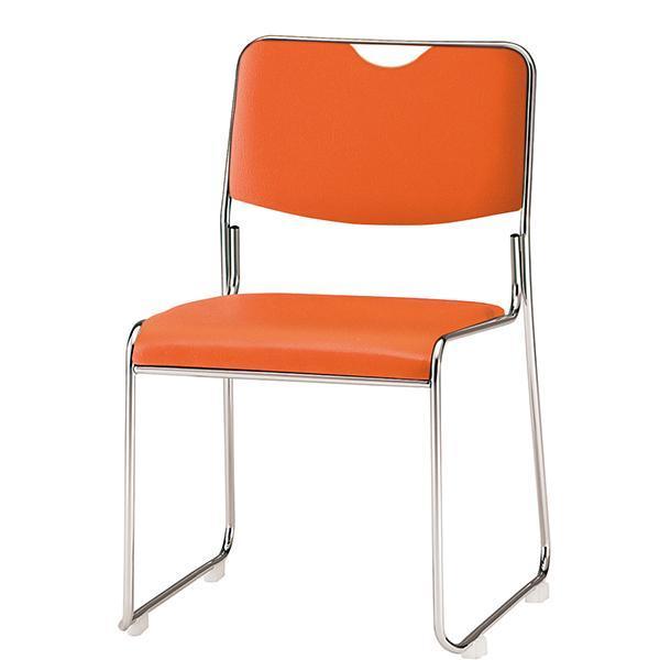 ミーティングチェア ビニールレザー 抗菌 防汚 ステンレス脚 1脚 取手