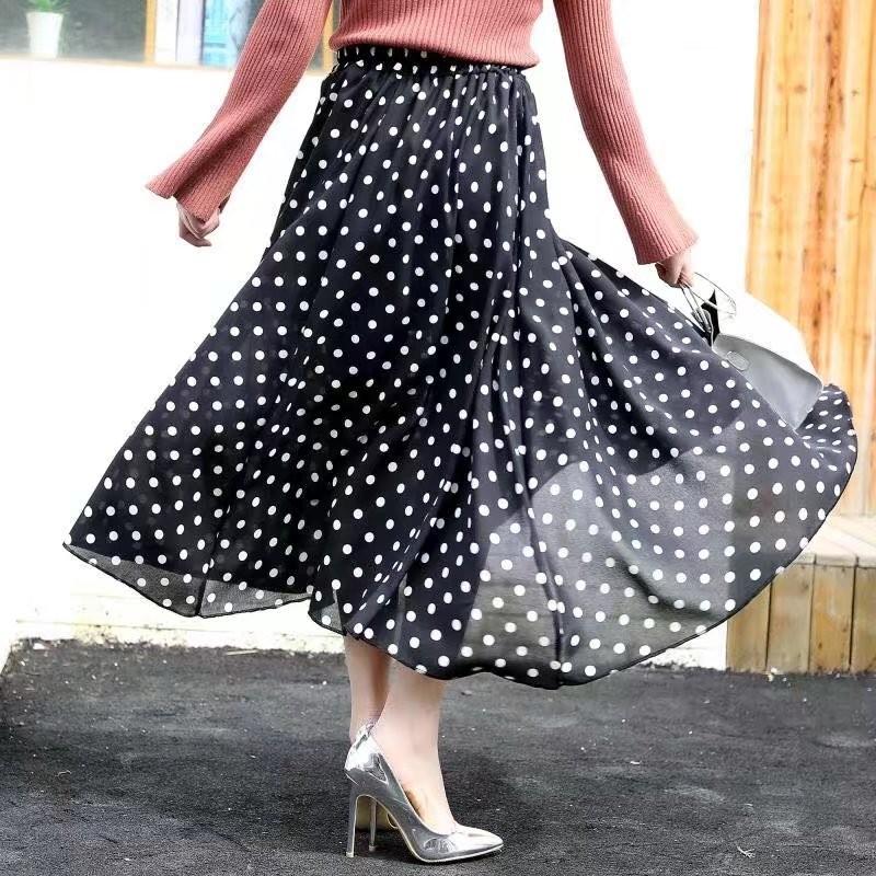 ドット マキシスカート レディース 水玉 ロングスカート ディズニー