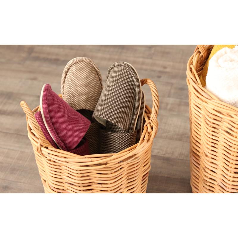 ラタン ランドリー バスケット 洗濯カゴ 32cm 籐 おしゃれ カゴ 取っ手