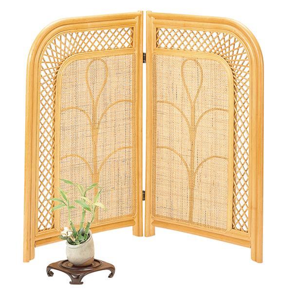 衝立 ラタン 籐 スクリーン 2連 パーテーション 低い アジアン