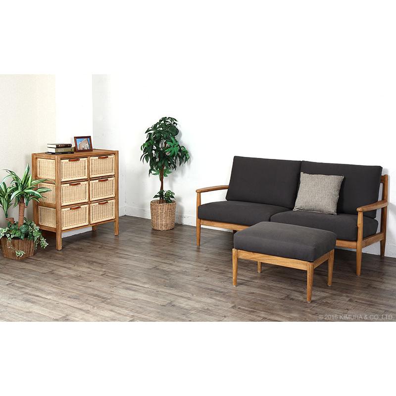 ラタンランドリー タンス チェスト3段 収納 籐 天然木 チーク材 無垢