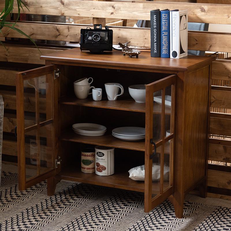 ガラス キャビネット 食器棚 おしゃれ リビング 収納 木製 天然木 幅