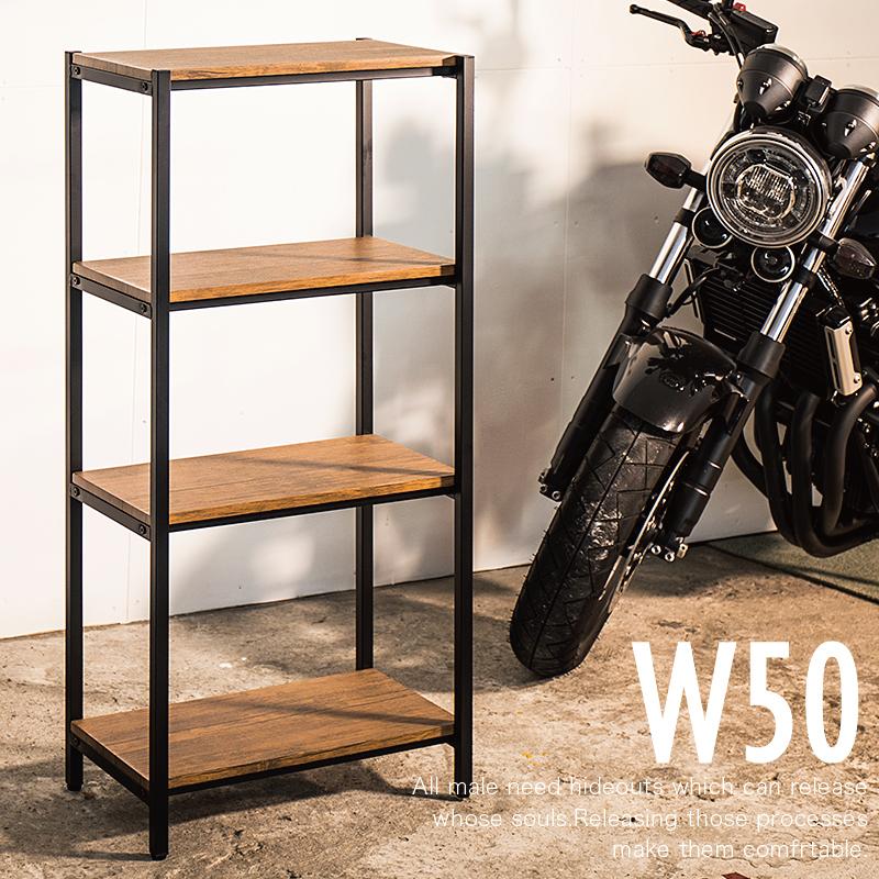 N】高級アメリカンヴィンテージ ウッドラック シェルフ 茶 4段 楽天