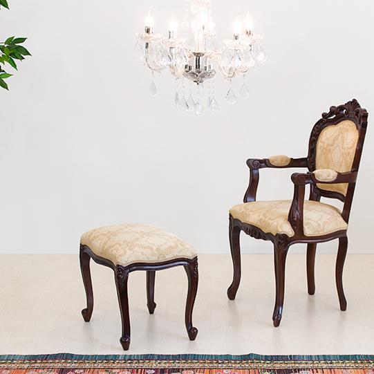 猫脚スツール ロココ調 アンティーク風 フランシスカ 椅子 ブラウン 猫