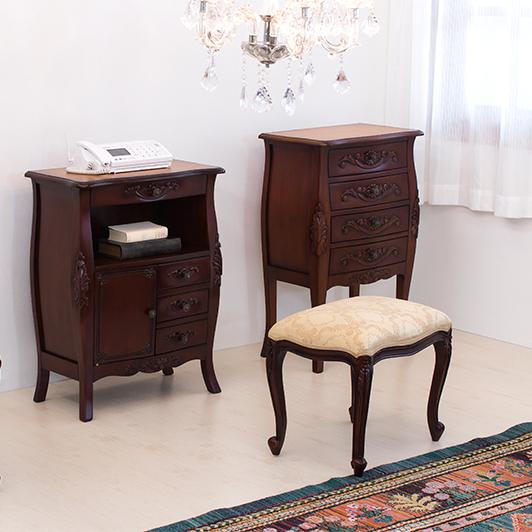 猫脚スツール ロココ調 アンティーク風 フランシスカ 椅子 ブラウン 猫