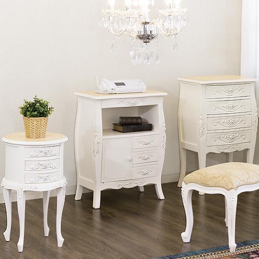 椅子 スツール 猫脚スツール 白 ネコ脚 ロココ調チェア カフェ 姫家具