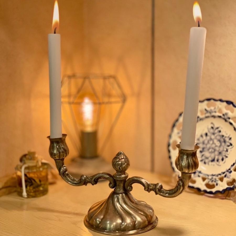キャンドルスタンド 燭台 洋白 ニッケルシルバーフランス インテリア