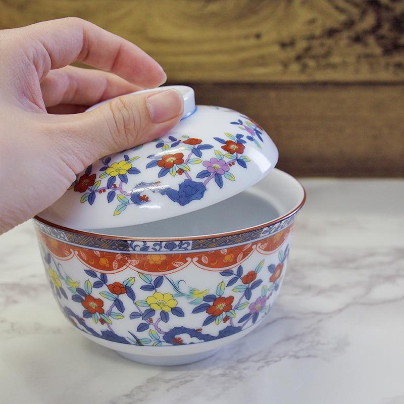 蓋付き煮物碗 和食器 蓋向 天王窯 翔優作 オリエンタル 花柄 花鳥柄