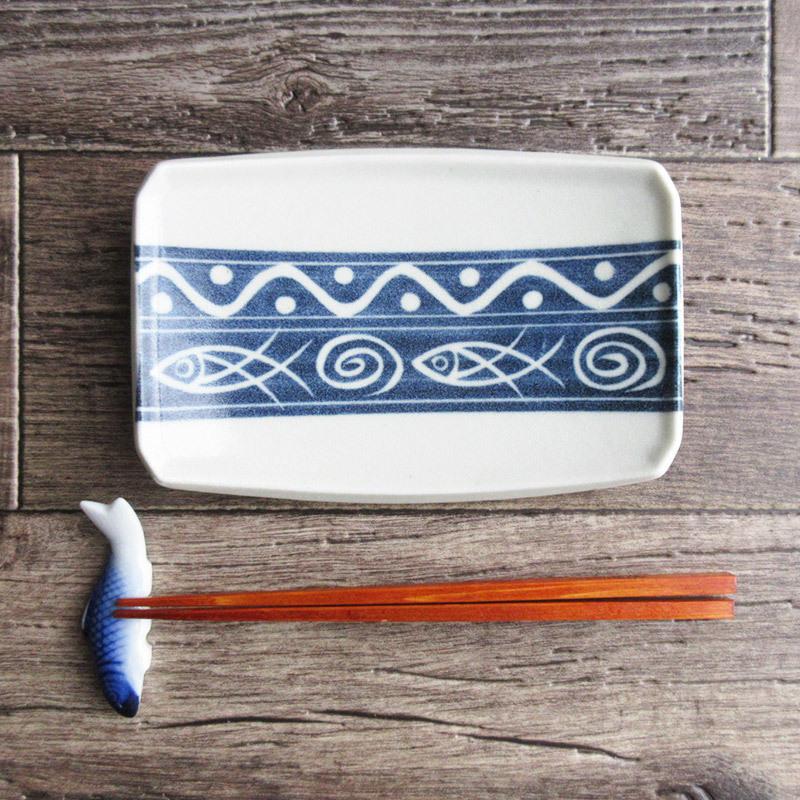 長角皿 焼き物皿 お刺身 天ぷら 焼魚 卵焼き 梅柄 日本製 和食器 美濃