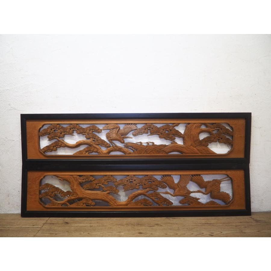 タO0316◇【H37,5cm×W168cm】×2枚◇木彫りデザインのレトロな古い木製