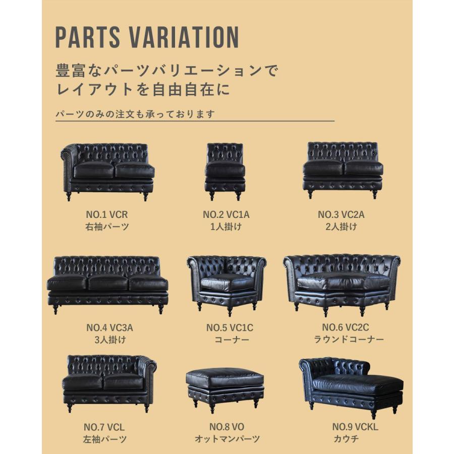 受注生産商品】チェスターフィールド コーナーソファ アンティーク L字