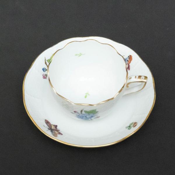 ヘレンド（HEREND） ヴィクトリア・花と蝶 モカカップ＆ソーサー