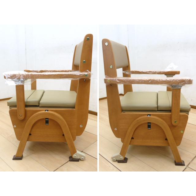 未使用品】 ウチヱ ポータブルトイレ さわやか 木製チェア ライト