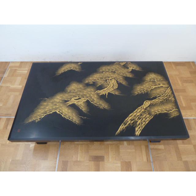 中古】輪島塗 座卓 テーブル 沈金 蒔絵 W1510×D900×H315mm 伝統工芸 漆