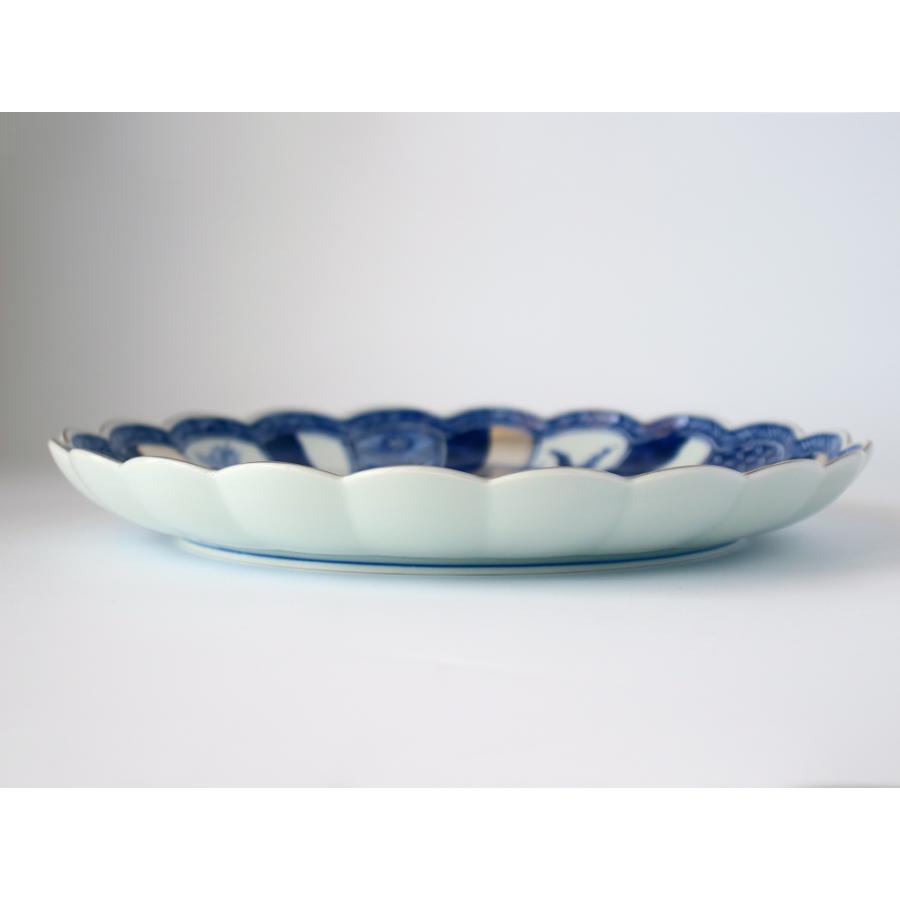 林九郎窯 古伊万里様式 藍青シリーズ 銀彩祥瑞 プレート24.5cm 波佐見