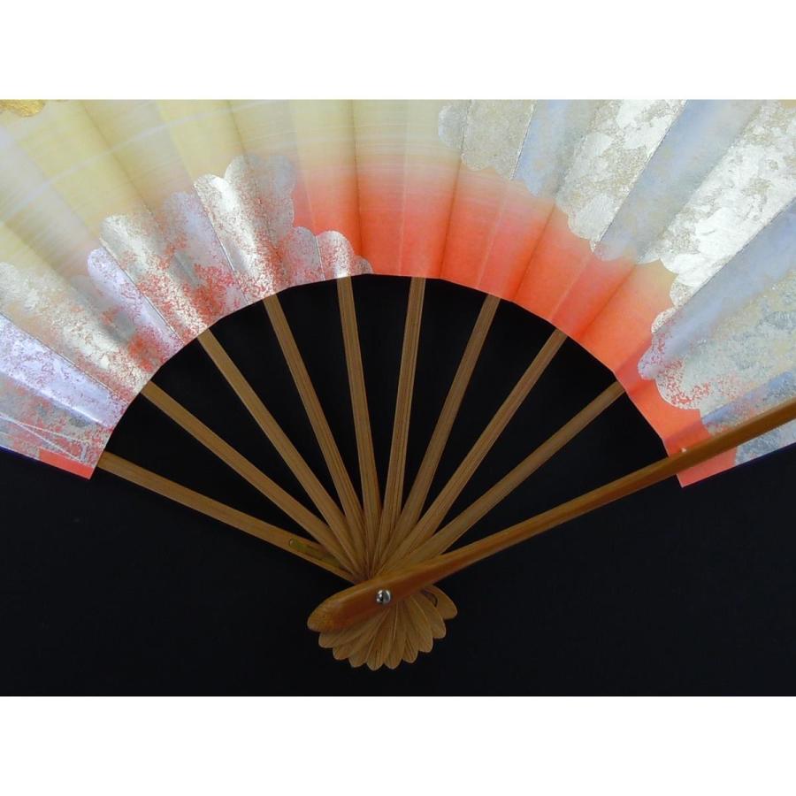 尺舞扇子 日本舞踊・踊り用 30cm 手引色ぼかし 三ッ雲 ピンク・金・銀