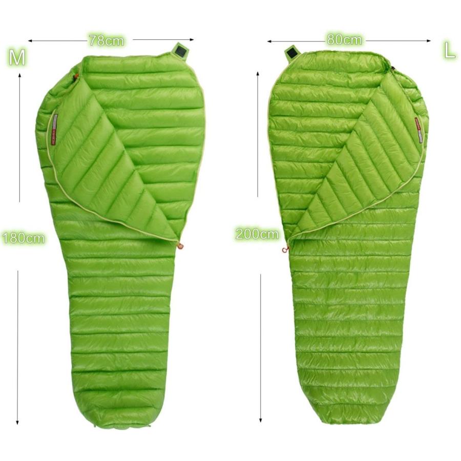 AEGISMAX】800FP (MINI LONG)ホワイトグースダウン寝袋 (L) 耐寒温度 6