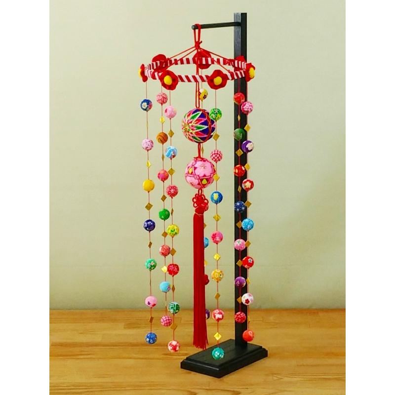 さげもん美草 ぼんぼり 51さげ飾り柳川まり二連つるし飾り 台付 : 柳川