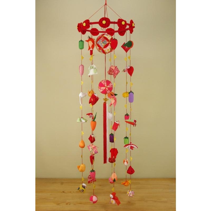 さげもん型つるし雛台付 (大) 49細工さげ二連毬つるし飾り 雛人形さげ