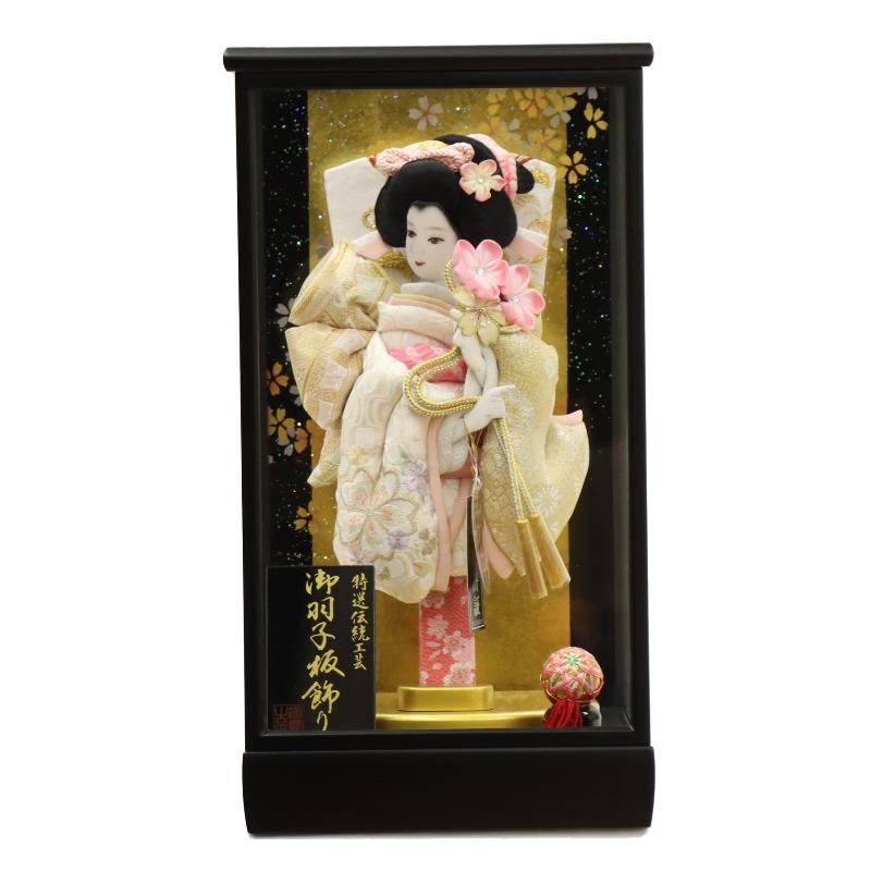 羽子板 ケース飾り あやね 8号 高さ39.5cm 本仕立て結び帯 和歌ケース