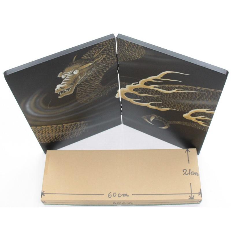 アウトレット品 五月人形屏風単品 18号五月二曲屏風 勇気 手描龍