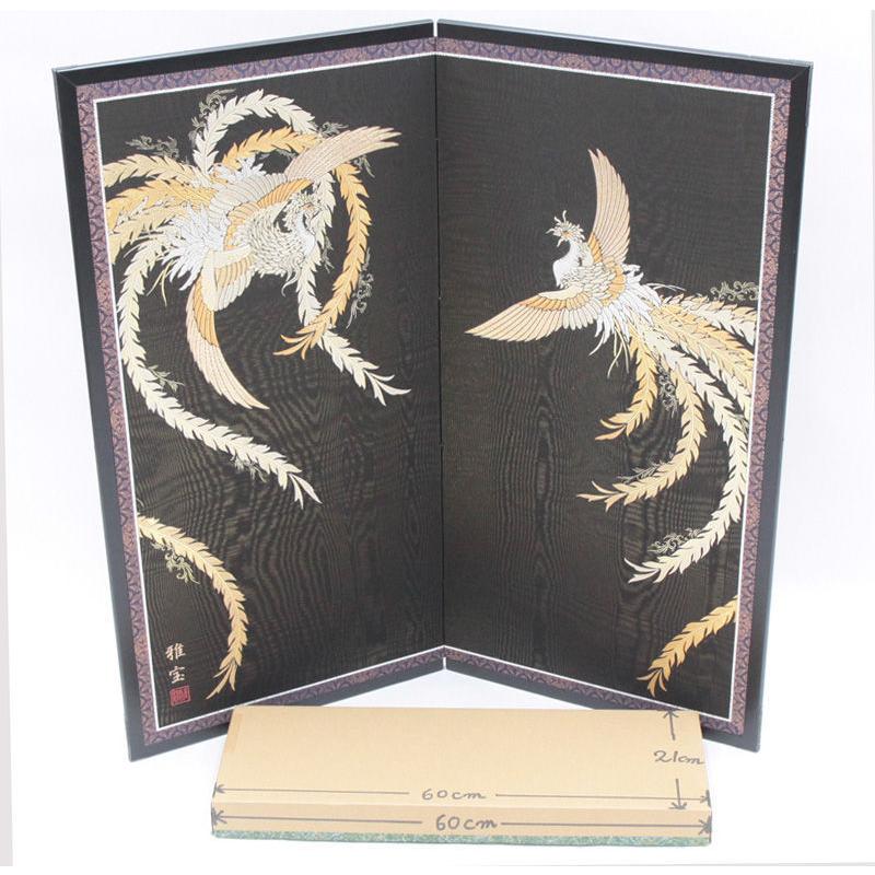 アウトレット品 五月人形五月屏風 屏風のみ 30号 黒川又木目 鳳凰 二曲