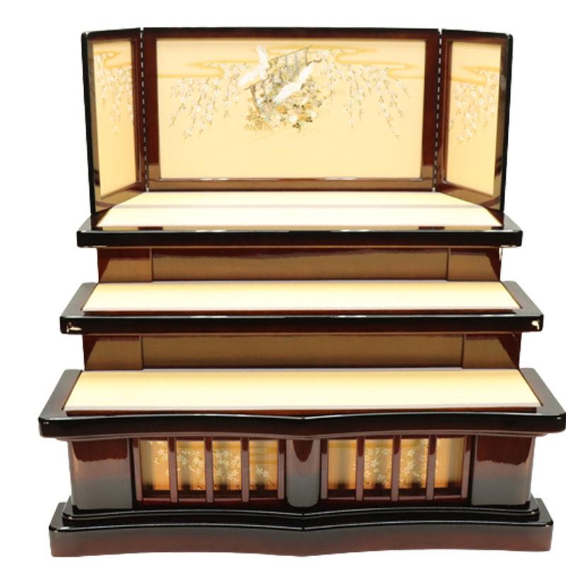 アウトレット品 雛人形用 台屏風セット 40号 しだれ桜 塗桐ボカシ三