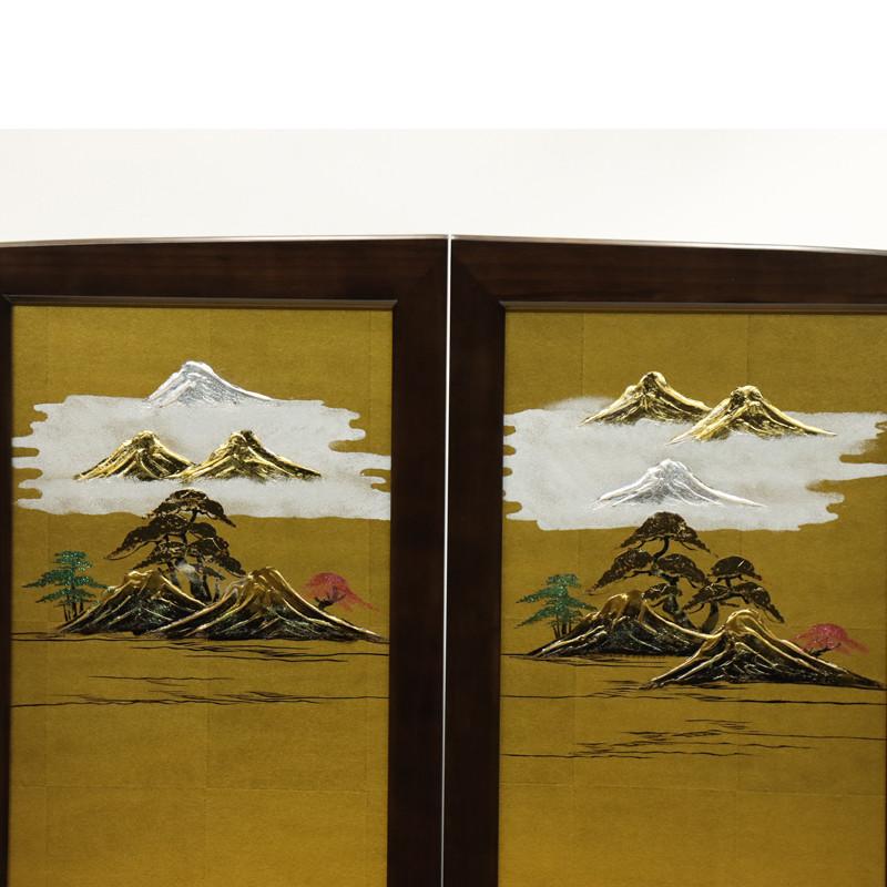 アウトレット品 五月人形 台屏風セット 35号*50/25号4曲*50 山水松 本