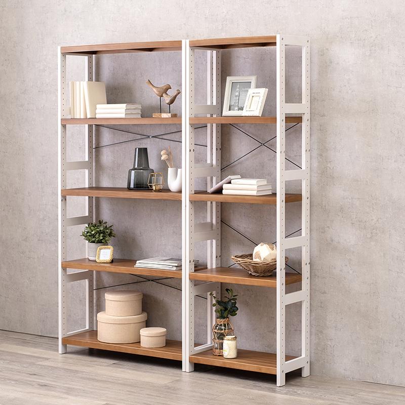 オープンラック 5段 幅 90cm 本棚 木製 天然木 収納 ラック 棚 書棚