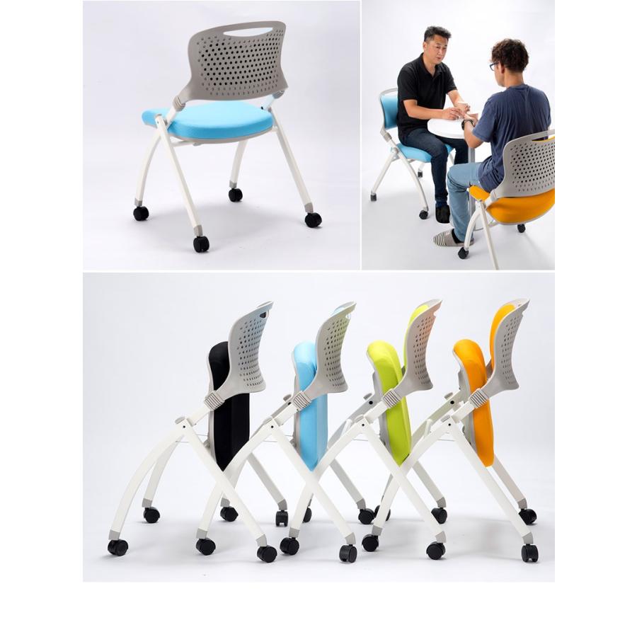 会議チェア 4脚セット ミーティングチェア 折り畳み スタック 室内