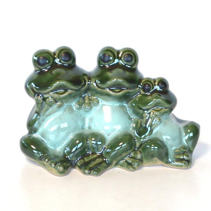 カエルの置物 陶器 ファミリー蛙 かえる 置物 幸運 お守り 金運祈願