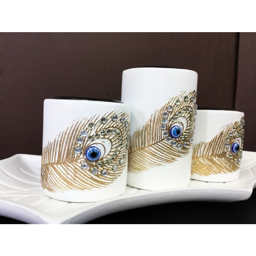 キャンドルホルダー キャンドルスタンド 鳥の羽 ヒイラギ ティーライト