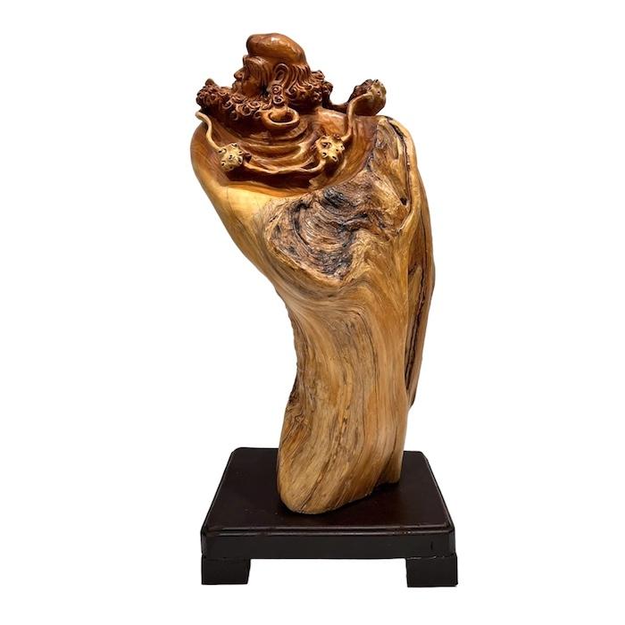 H-78 崖柏達磨 だるま 柏 木彫り 置き物 オブジェ 一点もの プレミアム