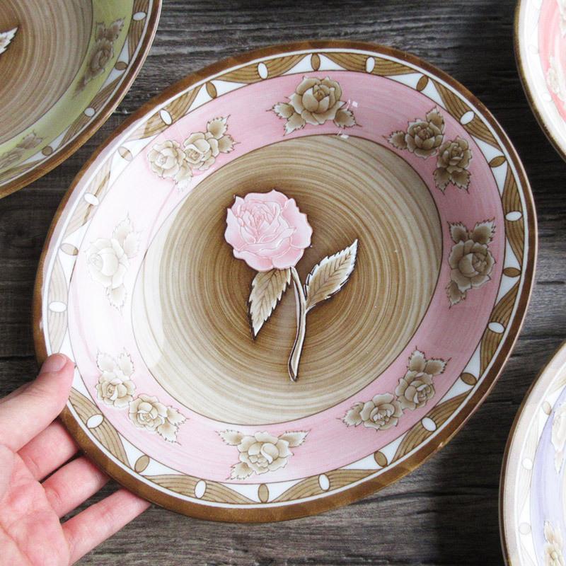 カレー皿 24.5cm オーバル皿 深皿 楕円皿 食器 プレート バラ柄 ローズ