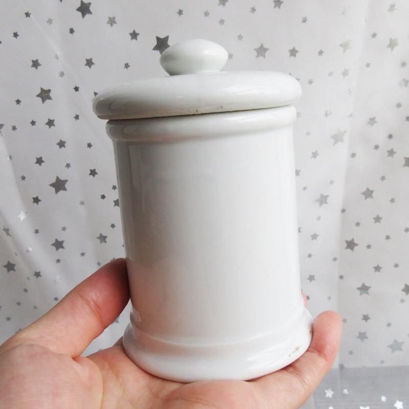 キャニスター アンティーク 陶器 小物入れ 昭和初期 レトロ 陶製 白