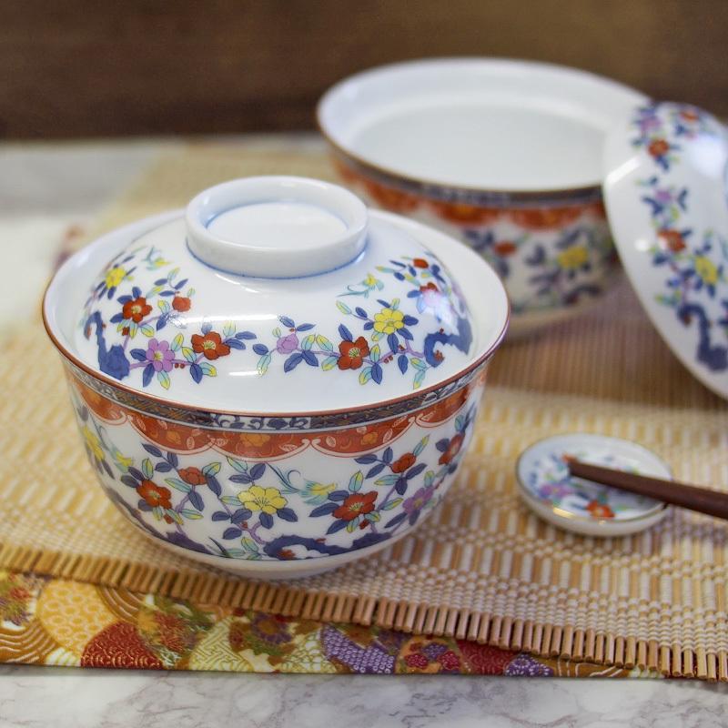 蓋付き煮物碗 和食器 蓋向 天王窯 翔優作 オリエンタル 花柄 花鳥柄